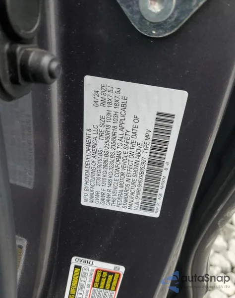 2024 Honda Odyssey Exl z USA, uszkodzony, nr VIN 5FNRL6H6XRB053927